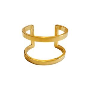 Vintage Y2K Chunky Gold Tone Geometric Cuff Bracelet